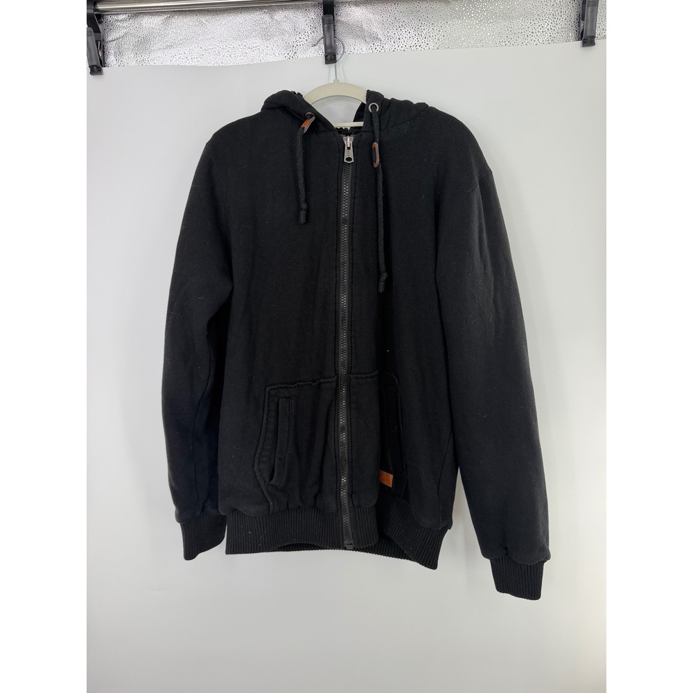 Buffalo David Bitton Mens Black Sherpa Lined Full Zip Hoodie Jacket Size M